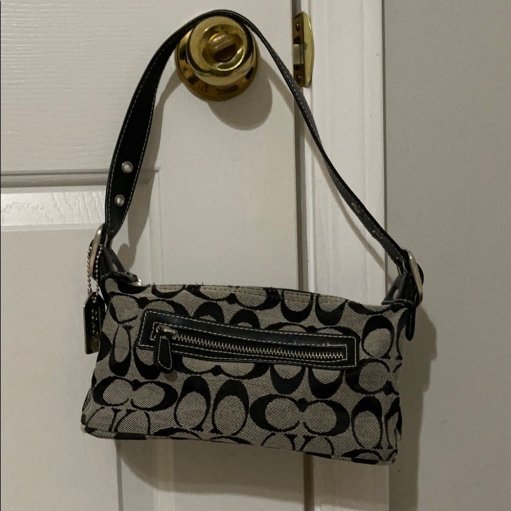 Faux Coach Small Black Hobo Handbag
